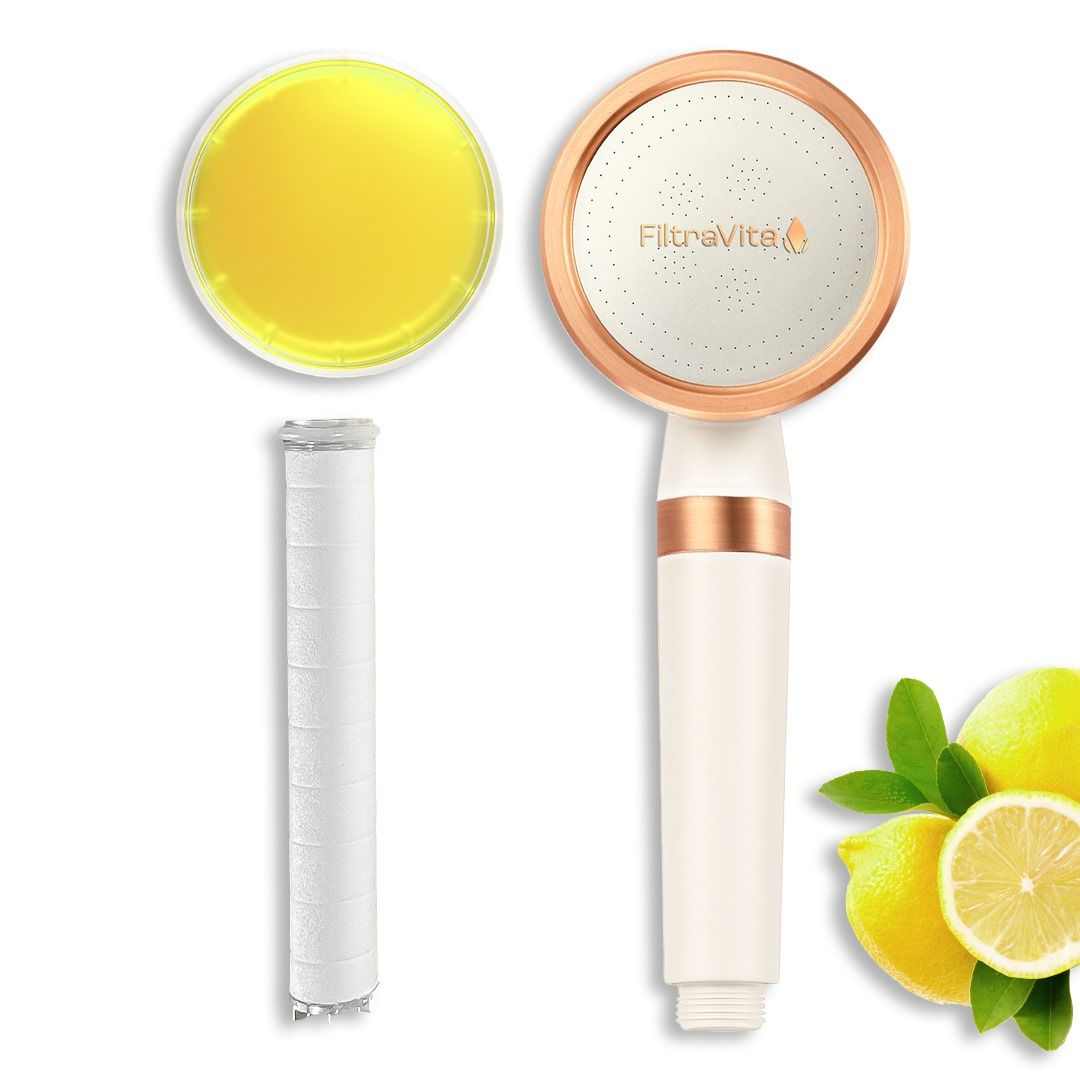 Shower filter to improve scalp health and renew hair.